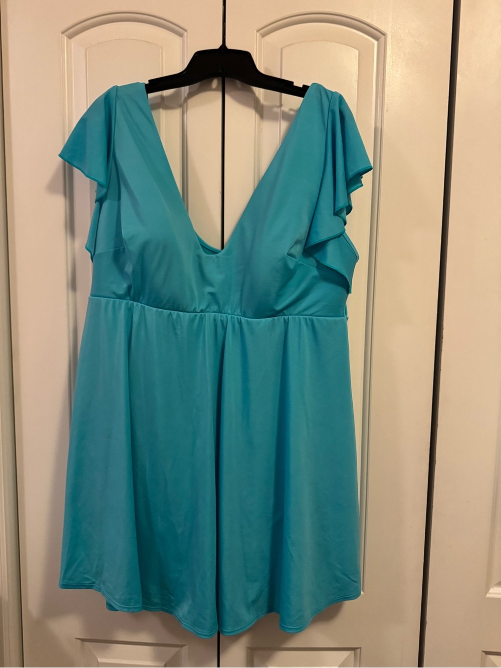 Lane Bryant Turquoise V-Neck Flutter Sleeve Swim Mini. Plus size 20